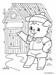 Раскраска 3 поросенка Раскраска для детей 3 поросенка. ниф - ниф наф-наф нуф-нуф. 