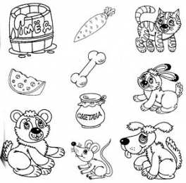 Раскраски Кто что ест ? Раскраски для детей. Кто что ест? Обучающие раскраски. Еда.  