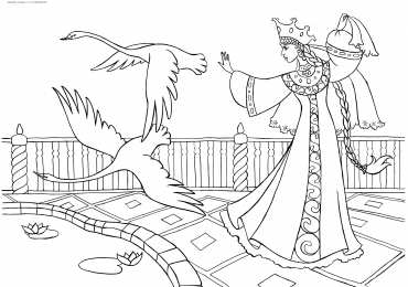 Раскраска Царевна Лягушка Раскраска для девочек про Царевну Лягушку.                  