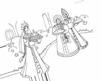 Раскраска Царевна Лягушка Раскраска для девочек про Царевну Лягушку.                  