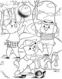 Раскраска 3 поросенка Раскраска для детей 3 поросенка. ниф - ниф наф-наф нуф-нуф. 