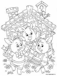 Раскраска 3 поросенка Раскраска для детей 3 поросенка. ниф - ниф наф-наф нуф-нуф. 