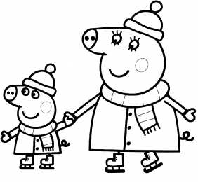 Раскраски Свинка Пеппа Раскраска Свинка Пеппа и ее семья для девочек.                      