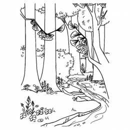 Раскраски лесной пейзаж Раскраски для детей лесной пейзаж. Лес. Осень в лесу. Пейзаж.