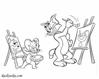 Раскраска Том и Джерри Раскраски для девочек про Кота Тома и мышь Джерри.          