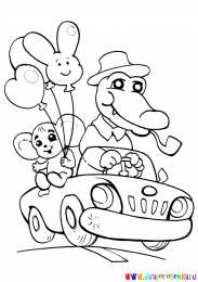 Раскраска Крокодил Гена и Чебурашка Раскраска для девочек крокодил Гена и чебурашка.             