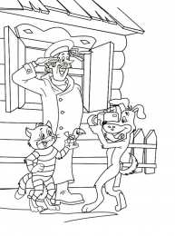 Раскраски Простоквашино Раскраска для детей. Трое из Простоквашино. Дядя Федор.      