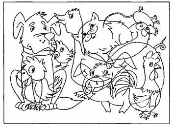 Раскраски кто спрятался? Обучающая раскраска для детей под названием Кто спрятался на картинке?