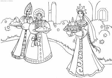 Раскраска Царевна Лягушка Раскраска для девочек про Царевну Лягушку.                  