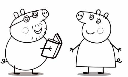 Раскраски Свинка Пеппа Раскраска Свинка Пеппа и ее семья для девочек.                      
