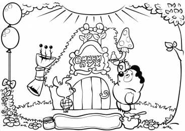 Раскраска Винни Пух Раскраска для детей Винни Пух , Пятачок и их лучшие друзья.  