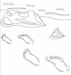 Раскраски Чьи следы? Ребенок должен раскрасить и угадать чьи следы нарисованы на раскраске