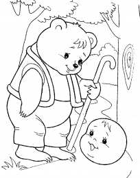 Раскраска Колобок Раскраска Колобок для детей. Колобок катиться по лесу)      