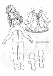 Раскраски бумажные куклы и их платья Обучающие раскраски бумажные куклы и их платья. Нужно раскрасить куклу.