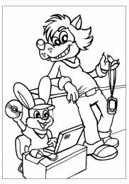 Раскраски Ну Погоди Раскраски для детей по мультфильму ну Погоди. Заяц и Волк.  