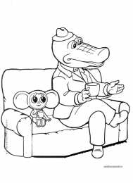 Раскраска Крокодил Гена и Чебурашка Раскраска для девочек крокодил Гена и чебурашка.             