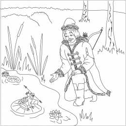 Раскраска Царевна Лягушка Раскраска для девочек про Царевну Лягушку.                  