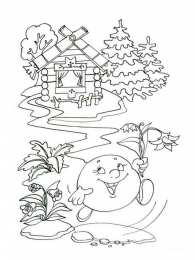 Раскраска Колобок Раскраска Колобок для детей. Колобок катиться по лесу)      