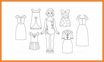 Раскраски бумажные куклы и их платья Обучающие раскраски бумажные куклы и их платья. Нужно раскрасить куклу.