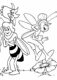 Раскраски Пчелка Майя Раскраска для девочек Пчелка Майя и ее друзья. Раскрась пчелу.