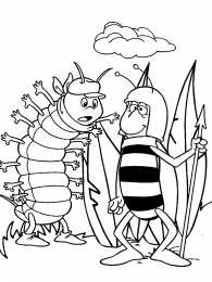 Раскраски Пчелка Майя Раскраска для девочек Пчелка Майя и ее друзья. Раскрась пчелу.