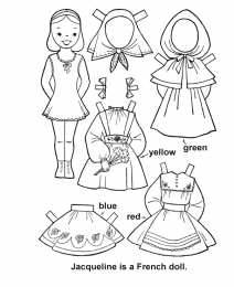 Раскраски бумажные куклы и их платья Обучающие раскраски бумажные куклы и их платья. Нужно раскрасить куклу.