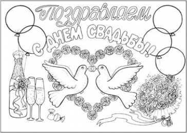 Раскраски про свадьбу. Раскраски про свадьбу для детей. Самый счастливый день.     
