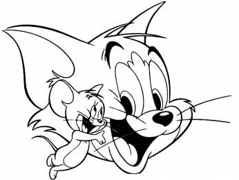 Раскраска Том и Джерри Раскраски для девочек про Кота Тома и мышь Джерри.          