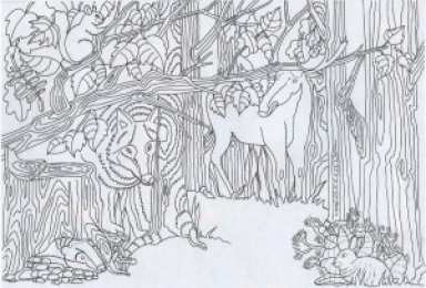 Раскраски кто спрятался? Обучающая раскраска для детей под названием Кто спрятался на картинке?