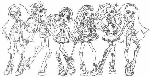 Раскраски Монстр Хай Раскраски для девочек Монстр Хай. Раскрась красивых Монстр Хай.