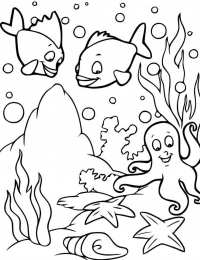 Раскраски морской пейзаж Раскраски для детей морской пейзаж. Морская вода. Морские обитатели.