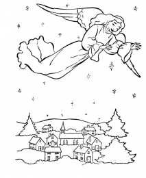 Раскраски Рождество Раскраски Рождество. Рождественская ночь. Праздник.                