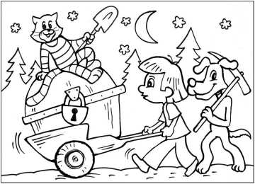 Раскраски Простоквашино Раскраска для детей. Трое из Простоквашино. Дядя Федор.      