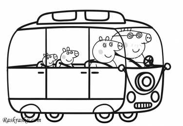 Раскраски Свинка Пеппа Раскраска Свинка Пеппа и ее семья для девочек.                      