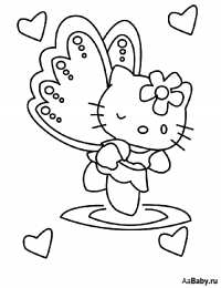 Раскраски Hello Kitty Раскраски для девочек про красивую и милую кошечку. Раскрась кошечку.