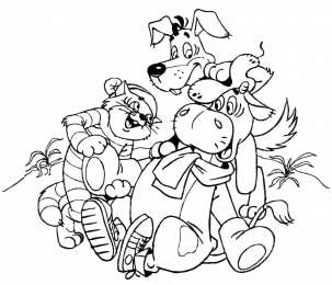 Раскраски Простоквашино Раскраска для детей. Трое из Простоквашино. Дядя Федор.      