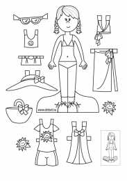 Раскраски бумажные куклы и их платья Обучающие раскраски бумажные куклы и их платья. Нужно раскрасить куклу.
