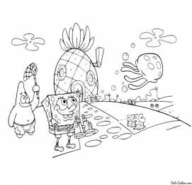 Раскраска Спанч Боб Раскраска для девочек и мальчиков про Спанч Боба.           