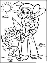 Раскраски Простоквашино Раскраска для детей. Трое из Простоквашино. Дядя Федор.      