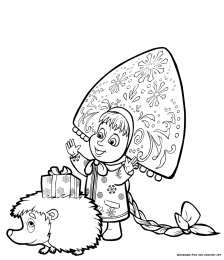  Раскраски для девочек Маша и медведь.