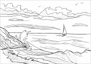 Раскраски пейзажи Раскраски морской пейзаж
