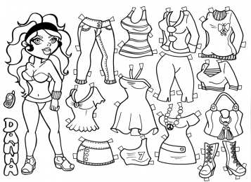 Вырежи одежду раскрась и одень куклу